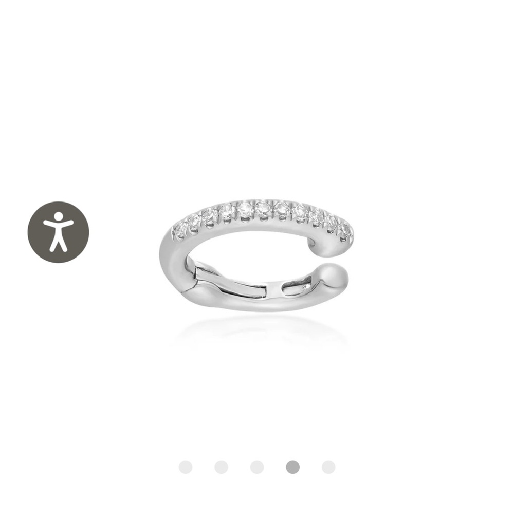 EF Collection 14k White Gold & Diamond Cartilage Ear Cuff - Picture 2 of 5